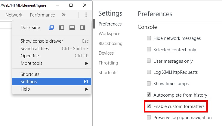 Enabling custom formatters in Chrome